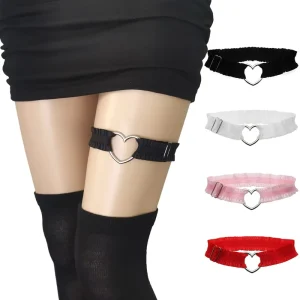 Sexy Simple Lace Elastic Leg Loop for Women Fashion Sweet Alloy Love Heart Thigh Ring Body Jewelry