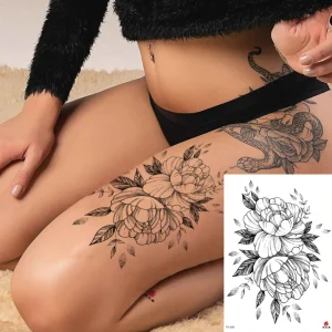 Sexy Sketches Tattoo Designs Flowers Water Transfer Temporary Tattoo Sticker for Body Tattoo Ink Black