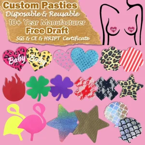 Sexy Strapless Breathable Seamless Disposable Polyester Breast Covers Custom Printed Nipple Pasties Underwear