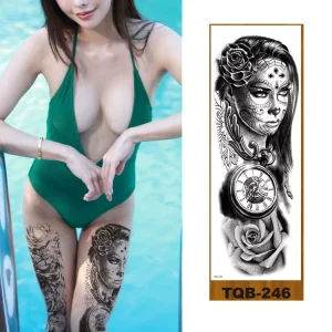 Sexy Women Adult Temporary Waterproof Paper Water Transfer Non toxic Lasting 5 7 Days Large Tattoo Stickers