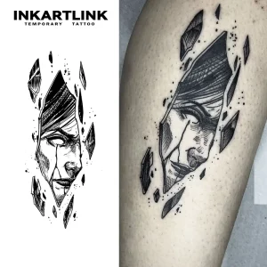 Shattered Mirror Tattoo Sticker Broken Glass Face Fragment Realistic Sketch Gothic Aesthetic Herbal 15 Days Bulk