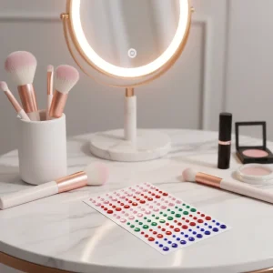 Shiny Press-On Beauty Rhinestone Sticker Face Jewels for Gala Makeup Made of Resin with Jelly Back