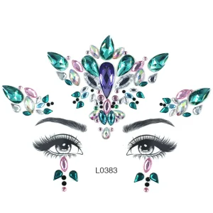 Shiny Rhinestone Face Gem Temporary Diamond Tattoo Sticker Glittering Face Jewels for Rave Parties