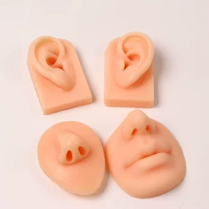 Silicone Ear Nose and Mouth Model Soft Flexible Ear Piercing Practice Mannequin Teaching Instruction