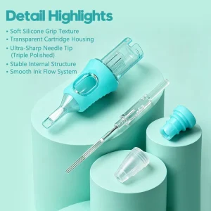 Silicone Grip PMU Cartridge Needle Stable Medium Hardness Core Smooth Implantation for Brows Eyeliner Lips SMP