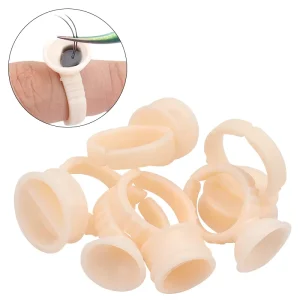 Silicone Pigment Cups Ink Ring Cup Microblading Tools 100 Pcs Soft Disposable Finger PMU Glue Eyelash Extension Tools
