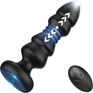 Silicone Remote Control Vibrating Thrusting Big Tail Bunny Butt Plugs Anal for Woman