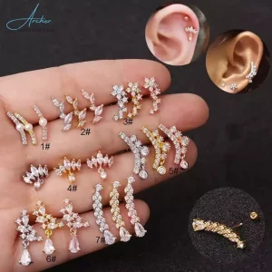 Silver Body Jewelry Gold Belly Button Septum Surgical Ear Cartilage Nose Rings Zircon Piercing Chunky Ring for Gift