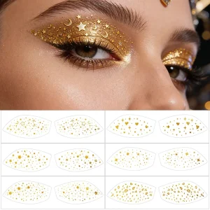 Silver Eye Speckles Makeup Patches Cute Glitter Holographic Eye Lid Shadow Tattoo Sticker for Women Cosmetic Glitter for Face