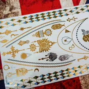 Silver Moon & Gold Temporary Tattoo Stickers Metallic Body Art for Kids and Women Water Transfer Golden Flash Tattoos