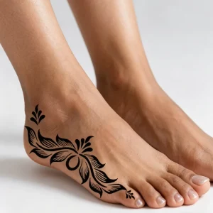 Simple PVC Foot Flower Temporary Tattoos Stencils Hollow Lace Rose Body Art Painting Templates Reusable Foot Tattoo Stickers