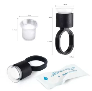 Single Packed Microblading Pigment Tattoo Ink Rings Cups with Sponge Premium Pigment Glue Rings