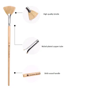 Single Piece Art Paint Brush High Quality Bristle Fan Shape Paint Brush