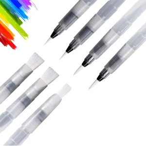 Single Piece Refillable Water Brush Pen Art Supplies Multiple Tip Sizes for Watercolor Painting
