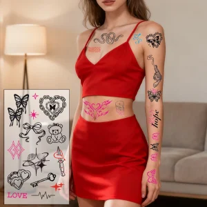 Sketch Flower Butterfly Temporary Tattoo Stickers Waterproof Advanced Sense Rose Small Fresh Stickers