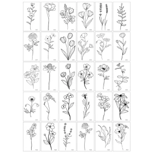 Sketch Flower Rose Butterfly Advanced Sense Small Fresh Waterproof Scab Temporary Tattoo Sticker