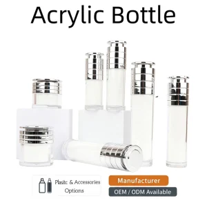 Skin Care Packaging Empty Airless Cosmetic Container Set 30g 50g 100ml Pump Jar 30ml 50ml 120ml Acrylic Vacuum Bottle