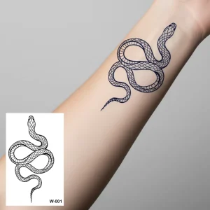 Skin Safe No Water Based Realistic Dark Blue Snake Semi Permanent Tattoo Sticker
