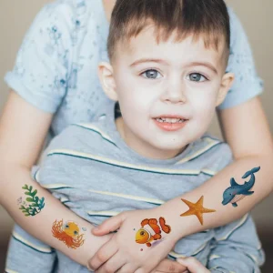 Skin Safe Waterproof Butterfly Stars Animals Flower Body Color Ink Printed Fake Children Face Glitter Temporary Tattoo for Kids