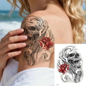 Skull Indian White Paper Temporary Tattoo Sticker for Women and Men Water Resistant Customizable Realistic Fashionable