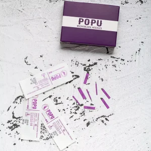 Slope Flat Permanent Makeup Microblading Needles for Eyebrow Eyeline Lips Permanent Makeup Purple Tattoo Needle 100pcs/box