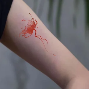 Small Fresh Temporary Tattoo Stickers Waterproof Sketch Lines with Flowers and Butterfly Design