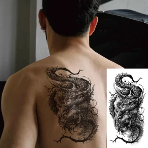 Small Full/Half Arm Indian Dragon Animal Tattoo Sticker Face Body Paper Sexy Water Resistant Water Transfer Printed Customizable