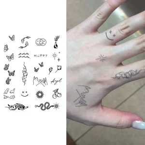 Small Pattern Temporary Tattoo Semi Permanent Tattoo Waterproof Last for 2 Week Realistic Herbal Tattoo for Arm Body