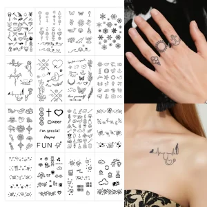 Small Pattern Temporary Tattoos Semi permanent Tattoos Waterproof Lasting 2 Weeks Realistic Herbal Tattoos for Body