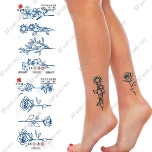 Small Size Sexy Flowers Semi Permanent Temporary Tattoo Stickers Waterproof Custom Design for Feet Legs Hands