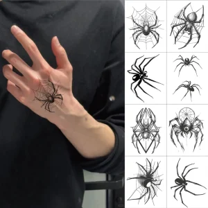 Small Size Spider Tattoo Semi-permanent Tattoo Waterproof Lasts 2 Weeks Arm Herbal Tattoo