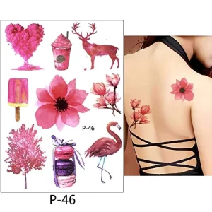 Smart Sticker CMYK Creative Flamingo Waterproof Temporary Tattoo Bird Neck Arm Body Art Decal 208x148mm Eco-Friendly Ink