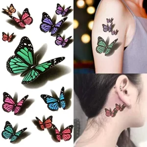 Smart Sticker Eco Friendly Non Toxic Custom 3D Butterfly Flowers Body Leg Half Arm Decoration Temporary Tattoo CMYK Color