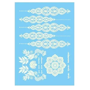 Smart Sticker White Classic Lace Eco-friendly Non-Toxic Temporary Tattoo Removable Stickers Customizable Size Body Art for Women