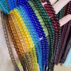 Smooth Garnet Red Glass Crystal Round Loose Beads for Jewelry Making DIY Bracelet Necklace Accessories 6mm 68pcs 15″ Strand