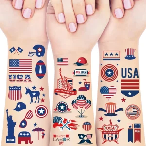 Soccer WaterTransfer Tattoo Stickers USA Flag Statue of Liberty Waterproof Temporary Tattoos for American Football Fans
