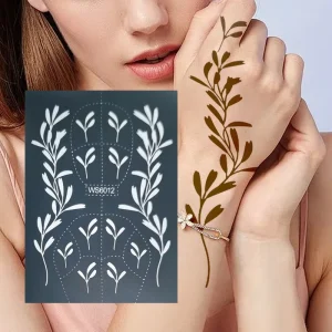 Soft Simple Rosemary Lily Flower Tattoo Sticker Stencil Henna Luxury Hand Body Face Waterproof Fake Temporary Tattoo