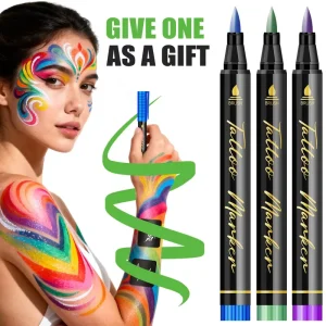 Soft-Tip Temporary Tattoo Pen for Face & Body Art – Washable Skin Safe Markers for Kids DIY Events