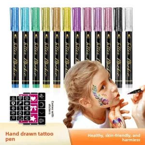Soft-tipped Tattoo Hand-painted Multi-color China-made DIY Body Painting Graffiti Marker Festival Party Skin Pen