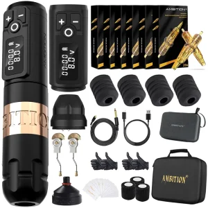 Soldier 2400mAh Professional Wireless Tattoo Pen Machine Complete Full Kit with Extra Battery 120pcs Mixed Cartridges