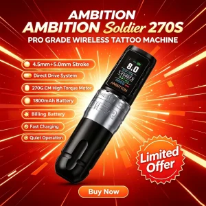 Soldier 270S 1800mAh Brushless Motor 4.5mm 5mm Stroke Professional Direct Drive Tattoo Gun Wireless Tattoo Machine Pen