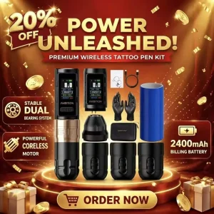 Soldier Max 2400mAh Double Bearing Direct Drive Wireless Tattoo Gun Pen