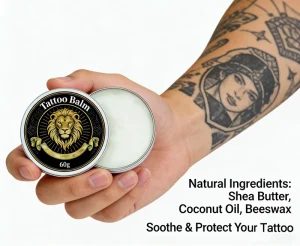 Soothing Tattoo Repair Balm for Healed Tattoos with Nourishing Moisturizing Care to Enhance Vibrant Ink Color Retention