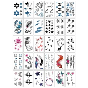 South Korea Ins Small Temporary Tattoos for Women Men Finger Hands Cartoon Bohemia Fake Tattoo Stickers for Kids Boys Girls