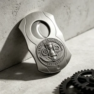 Souvenir Gift Customized Logo Sharp Round Vintage Style Metal Cigar Cutter Pattern