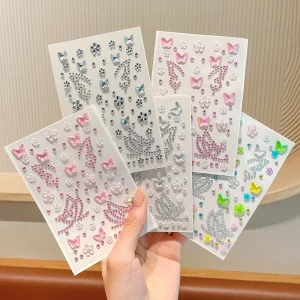 Sparkly 3D Crystal Rhinestone Butterfly Tattoo Stickers for Concert Makeup