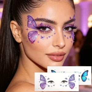 Sparkly Glitter Indian Body Face Butterfly Wing Designs Radiant Festival Look Star Moon Freckles Temporary Waterproof Non-Toxic