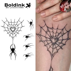 Spider Web Temporary Tattoo Sticker Waterproof Dark Art for Men Women Realistic Insect Body Art Fake Tatoo