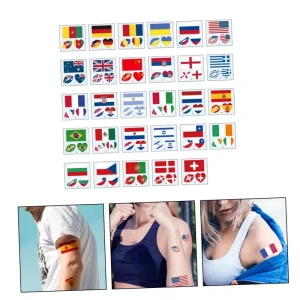 Sports Events Football Fans National Flags Disposable Waterproof Temporary Tattoo Stickers for Decoration