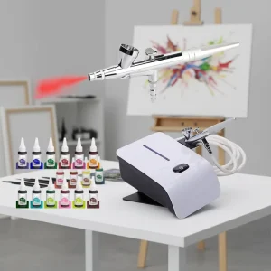 Square Airbrush Machine Professional Cake Decorating Tools Artists Eco-Friendly ABS+Copper Material 0.2-0.5mm Nozzles 10W